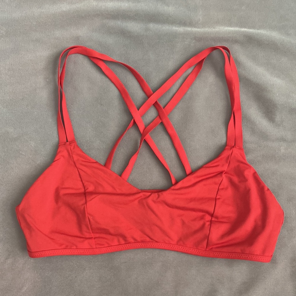 Athleta South Swell Red Bikini Top size S with pads.